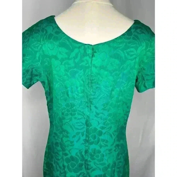 1960s Green Blue Silky Brocade Peck + Peck Cocktail Dress - Picture 10 of 13